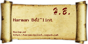 Harman Bálint névjegykártya